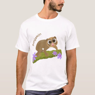 Geluksvochtige langzaam-loris op de cartoon van ee t-shirt