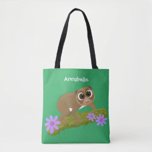 Geluksvochtige langzaam-loris op de cartoon van ee tote bag