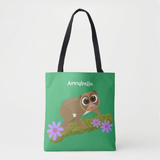 Geluksvochtige langzaam-loris op de cartoon van ee tote bag (Voorkant)