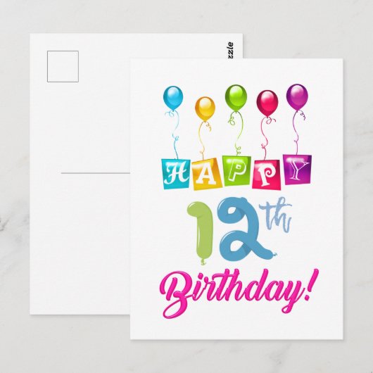 Geluksvogel, 12 jaar! briefkaart (Voorkant / Achterkant)