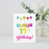 Geluksvogel, 17 jaar! briefkaart (Staand voorkant)