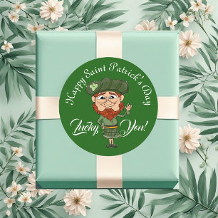 Geluksvogel Dwerg Elf Gelukkige St. Patrick's Dag  Ronde Sticker