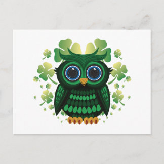 Geluksvogel Groene Uil Witte Achtergrond St. Patri Briefkaart