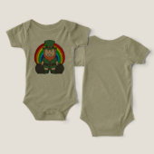 Geluksvogel Leprechaun met Regenboog Pot met Goud (Ontwerp Voorkant & Achterkant)