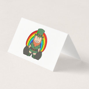Geluksvogel Leprechaun met Regenboog Pot met Goud Kaart