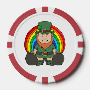 Geluksvogel Leprechaun met Regenboog Pot van Goud Poker Chips