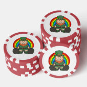 Geluksvogel Leprechaun met Regenboog Pot van Goud Poker Chips (Opstapeling)