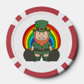Geluksvogel Leprechaun met Regenboog Pot van Goud Poker Chips (Achterkant)