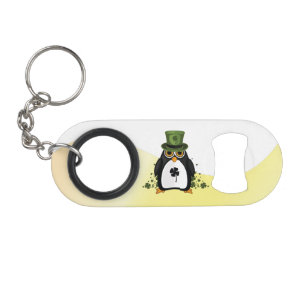 Geluksvogel Pinguïn St. Patrick's Day Ierse Klaver Mini Flessenopener