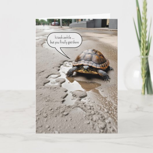 Geluksvogel Schildpad met Pensioen Kaart (Voorkant)