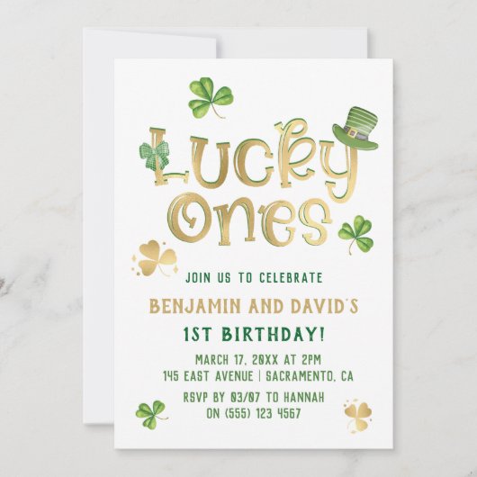 geluksvogel | St Patrick's Day Twin Eerste verjaar Kaart (Voorkant)