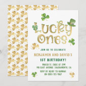 geluksvogel | St Patrick's Day Twin Eerste verjaar Kaart (Voorkant / Achterkant)