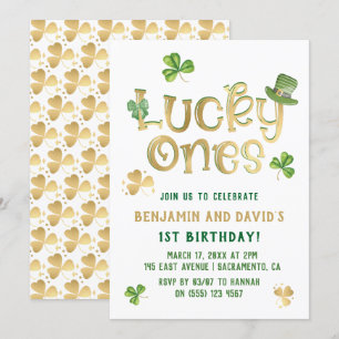 geluksvogel   St Patrick's Day Twin Eerste verjaar Kaart