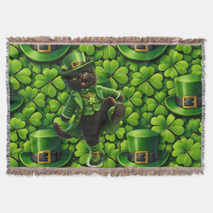 Geluksvogel zwarte kat Saint Patrick's Day Pat Deken