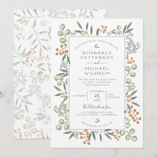 Geluksvol Boeket Botanische Trouw Suite Kaart (Voorkant / Achterkant)