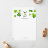 Geluksvriendelijke Leprechaun Notitiekaartje (Voorkant / Achterkant in situ)