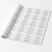 GeluksWens Bevestiging Duif met Rood Cadeaupapier (Uitgerold)