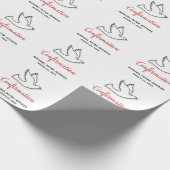 GeluksWens Bevestiging Duif met Rood Cadeaupapier (Hoek)