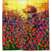 Gelukt van een bloem douchegordijn (Voorkant)