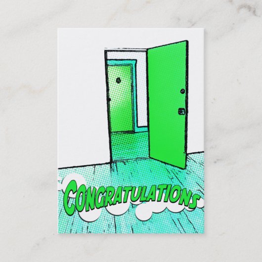 gelukwensen aan de komiek condo aanbevelingskaartje (Voorkant)