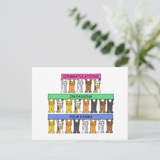 Gelukwensen bij het Overgaan van Uw Examens Briefkaart (Staand voorkant)