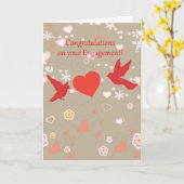 Gelukwensen bij het uw verloving 2 birds&hart kaart (Gele Bloem)