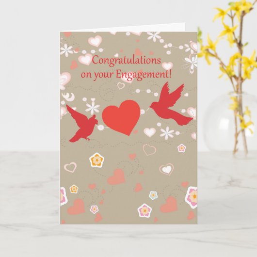 Gelukwensen bij het uw verloving 2 birds&hart kaart