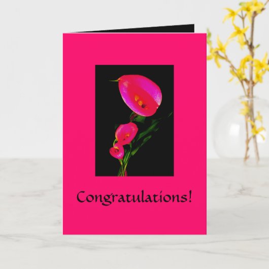 Gelukwensen! Calla van de kaart ~ Roze 2 van de (Gele Bloem)