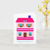 Gelukwensen! Het leuke Roze Nieuwe Inwijdingsfeest Kaart (Gele Bloem)