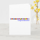 Gelukwensen! in zeevaartvlagalfabet kaart (Gele Bloem)