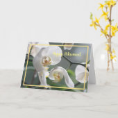 Gelukwensen met je pensioen Witte Orchideeën Elega Kaart (Gele Bloem)
