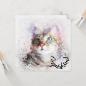 Gelukwensen met Nieuw Huisdier Kat Kaart (Voorkant / Achterkant in situ)