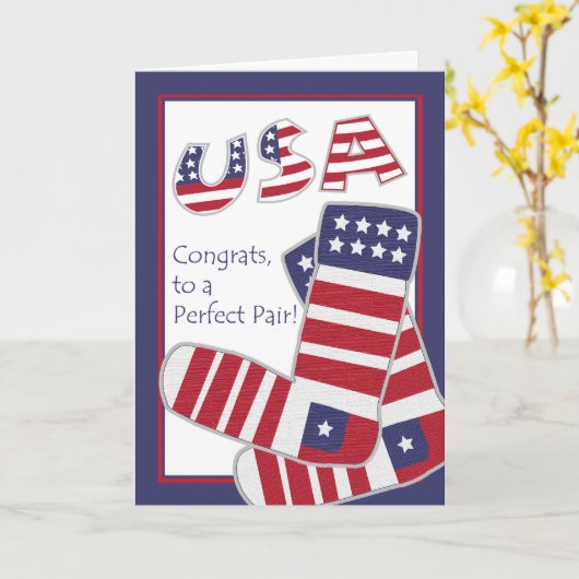 Gelukwensen op Huwelijk, Patriottische Sokken Kaart (Gele Bloem)