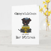 Gelukwensen op uw het mitzvah-Pug van de Bar Hond Kaart (Gele Bloem)