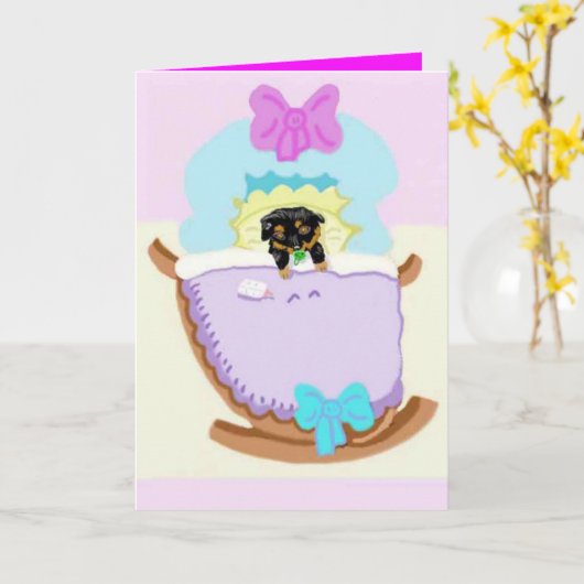 Gelukwensen op Uw Nieuw Puppy Kaart (Gele Bloem)