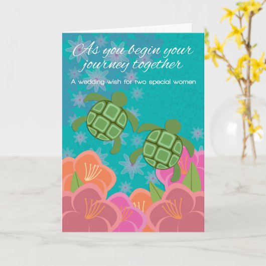 Gelukwensen van het Huwelijk van de Schildpadden Kaart (Gele Bloem)
