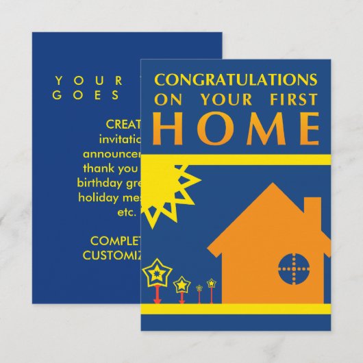 gelukwensen voor uw eerste huis ( zonnevormen ) kaart (Voorkant / Achterkant)