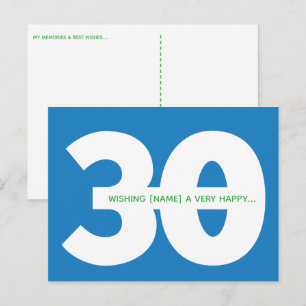 Gelukwenskaarten voor 30e verjaardag in blauw briefkaart