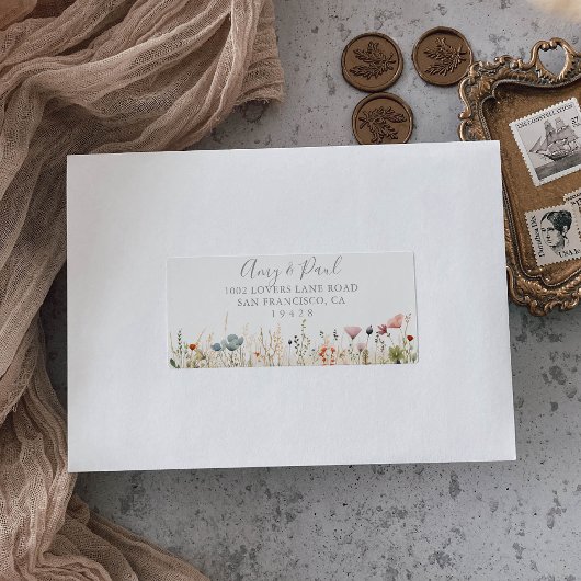 Gelukzalig Boho Wilde Bloem Bruiloft RSVP Adres Etiket