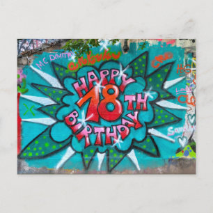 Gelukzalige 18e verjaardag Graffiti Briefkaart