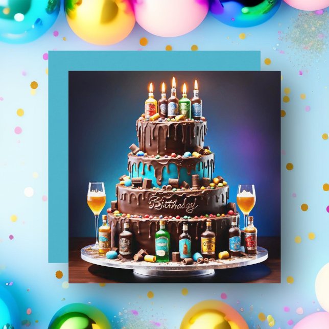 Gelukzalige 21e Verjaardag Likeur Cake (Celebrate someone's 21st birthday with this unique birthday cake!)