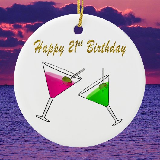 Gelukzalige 21e verjaardag Martinis Keramisch Ornament