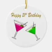Gelukzalige 21e verjaardag Martinis Keramisch Ornament (Voorkant)