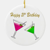 Gelukzalige 21e verjaardag Martinis Keramisch Ornament (Achterkant)