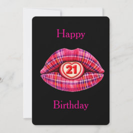 Gelukzalige 21e Verjaardag Schotse Tartan Lippen S Kaart