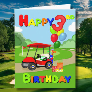 Gelukzalige 3e Verjaardag Rode Jongens Golf Kaart