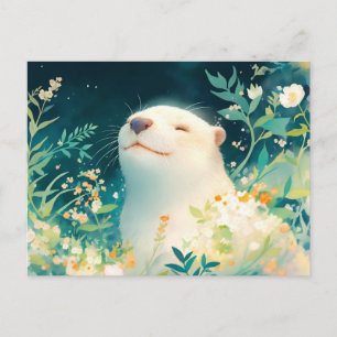 Gelukzalige Aquarel Otter Bloemrijke Weide Briefkaart