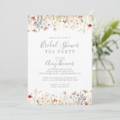 Gelukzalige Boho Wilde Bloem Bruids Bruiloft Theep Kaart (Staand voorkant)