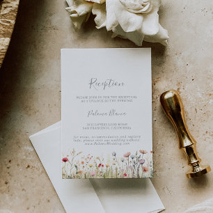 Gelukzalige Boho Wilde Bloemen Bruiloftsreceptie Informatiekaartje