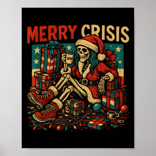 Gelukzalige Crisis Skelet Grappig Kerstmis  Poster (Voorkant)